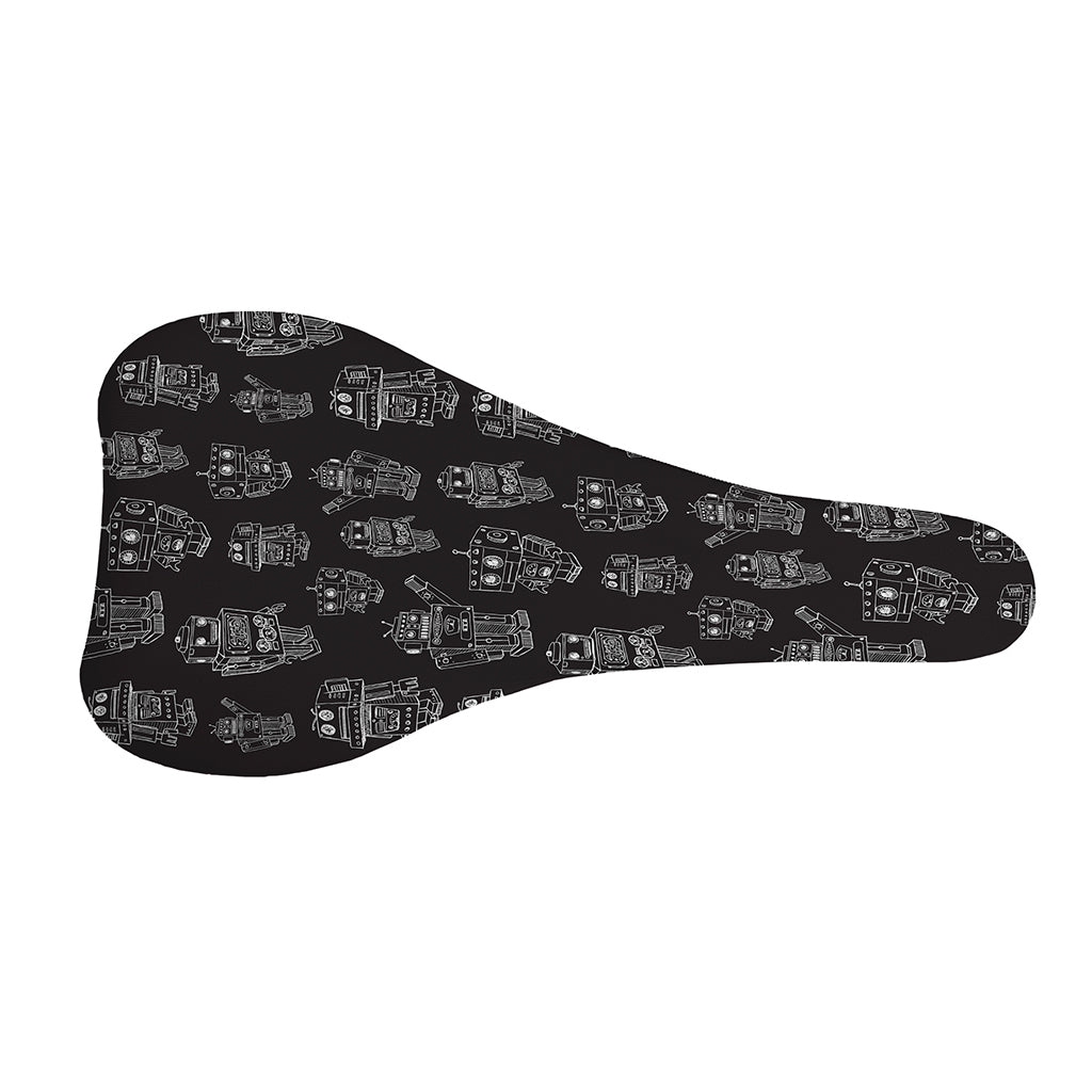 Black And White Robot Pattern Print Bicycle Seat Cover