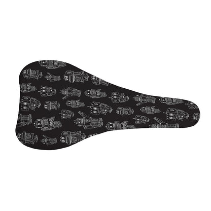 Black And White Robot Pattern Print Bicycle Seat Cover