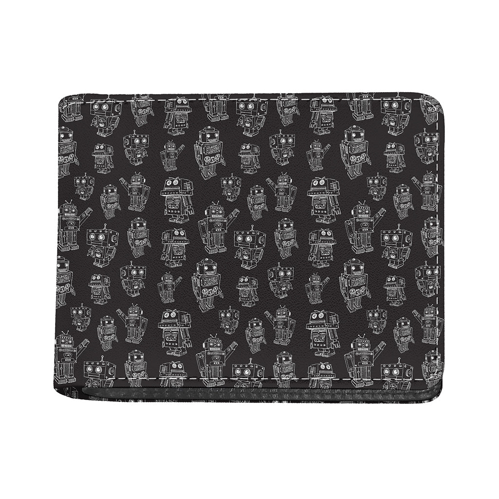 Black And White Robot Pattern Print Bifold Wallet