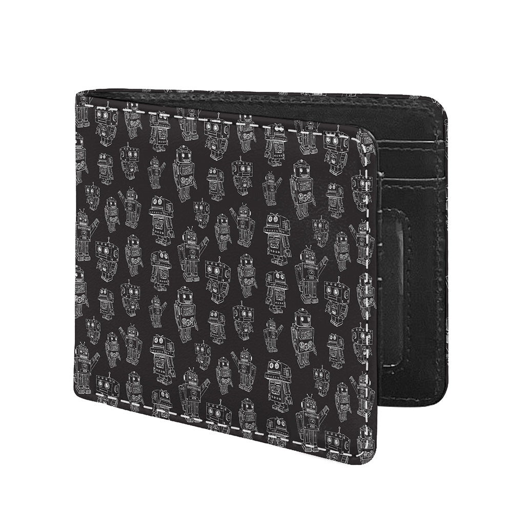 Black And White Robot Pattern Print Bifold Wallet