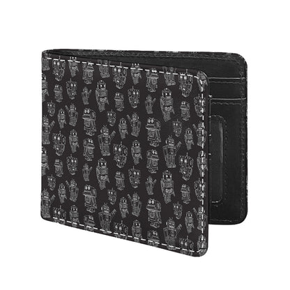 Black And White Robot Pattern Print Bifold Wallet