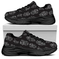 Black And White Robot Pattern Print Black Chunky Shoes