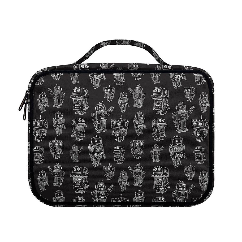 Black And White Robot Pattern Print Briefcase Bible Bag