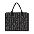Black And White Robot Pattern Print Canvas Tote Bag