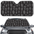 Black And White Robot Pattern Print Car Windshield Sun Shade