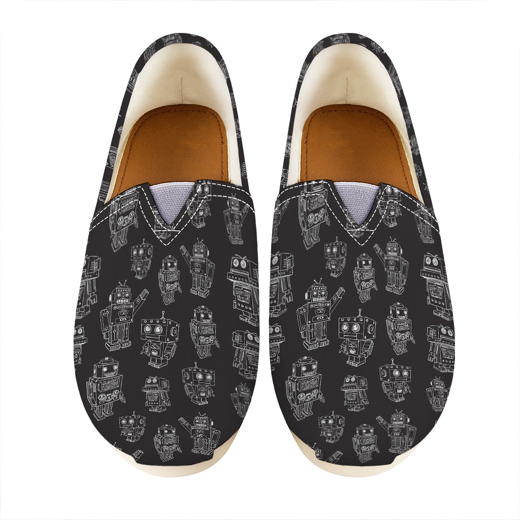 Black And White Robot Pattern Print Casual Shoes