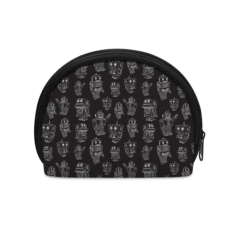 Black And White Robot Pattern Print Coin Purse