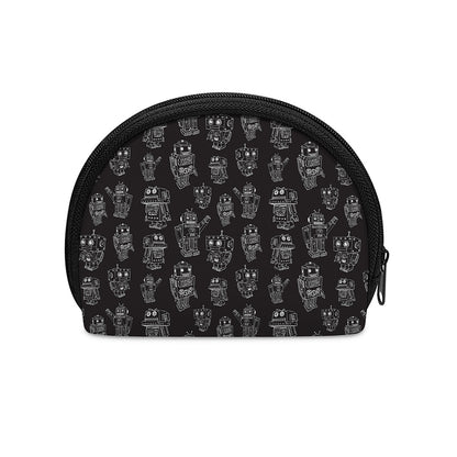 Black And White Robot Pattern Print Coin Purse