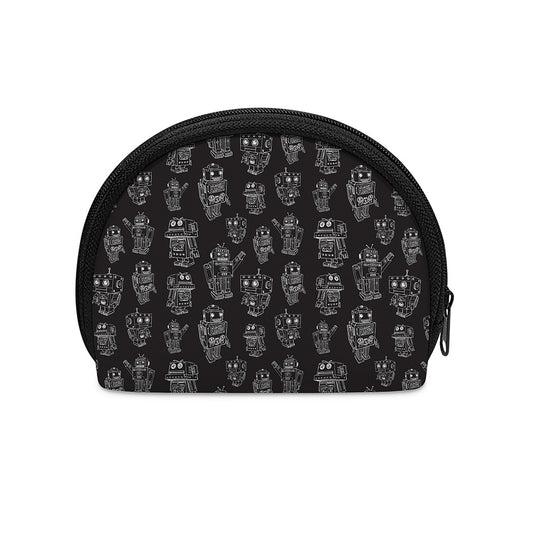 Black And White Robot Pattern Print Coin Purse
