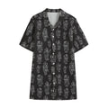 Black And White Robot Pattern Print Cotton Hawaiian Shirt
