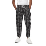 Black And White Robot Pattern Print Cotton Pants