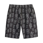 Black And White Robot Pattern Print Cotton Shorts