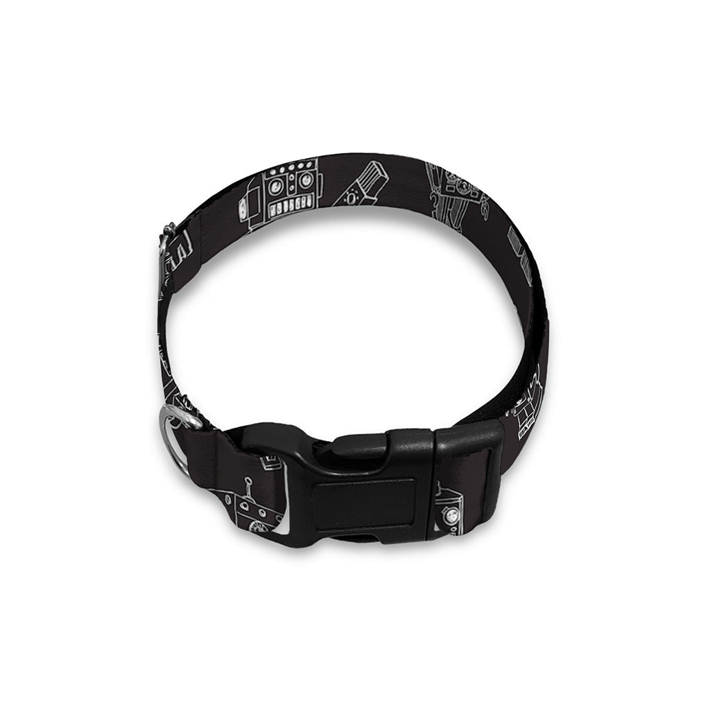 Black And White Robot Pattern Print Dog Collar