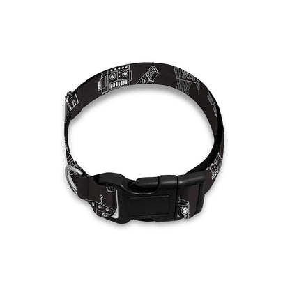 Black And White Robot Pattern Print Dog Collar