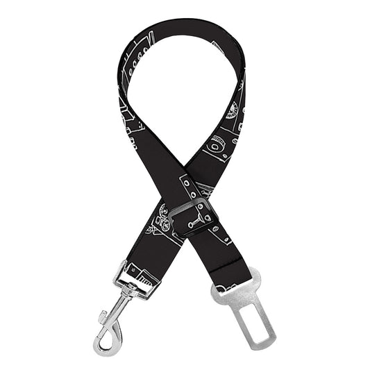 Black And White Robot Pattern Print Dog Seat Belt