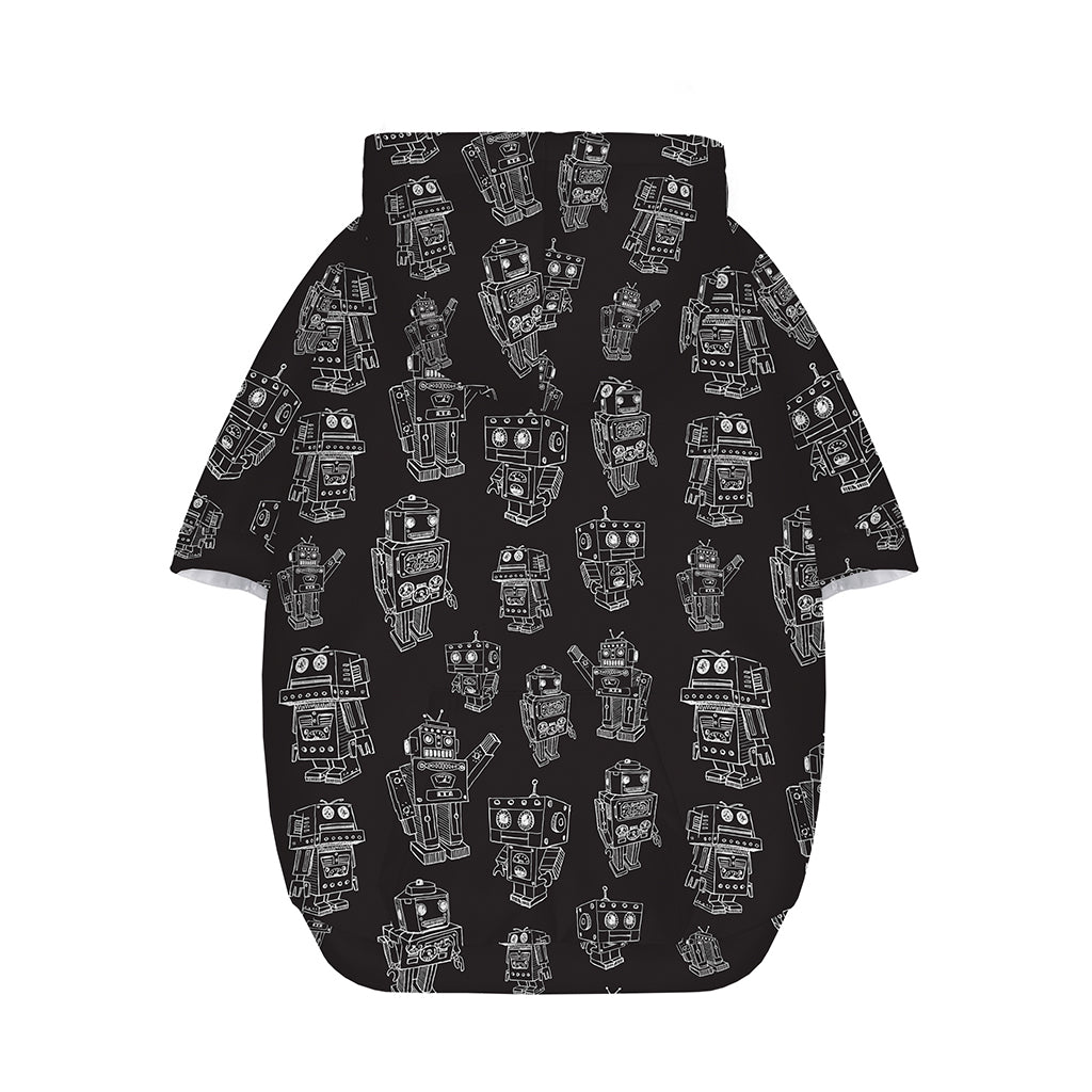 Black And White Robot Pattern Print Dog Zip Up Hoodie