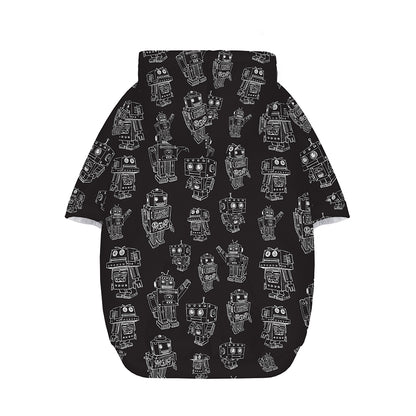 Black And White Robot Pattern Print Dog Zip Up Hoodie