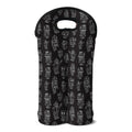 Black And White Robot Pattern Print Double Neoprene Wine Tote
