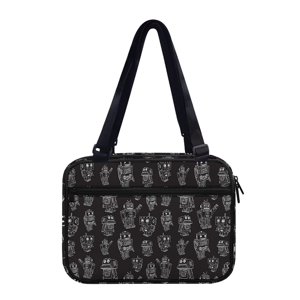 Black And White Robot Pattern Print Double Strap Bible Bag