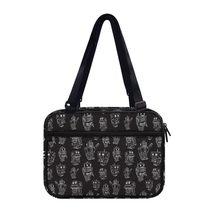 Black And White Robot Pattern Print Double Strap Bible Bag