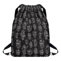 Black And White Robot Pattern Print Drawstring Backpack