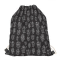 Black And White Robot Pattern Print Drawstring Bag