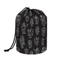 Black And White Robot Pattern Print Drawstring Makeup Bag