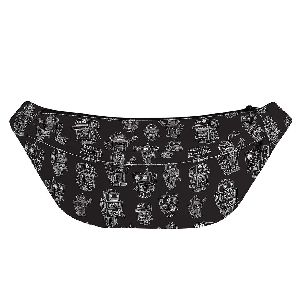 Black And White Robot Pattern Print Fanny Pack