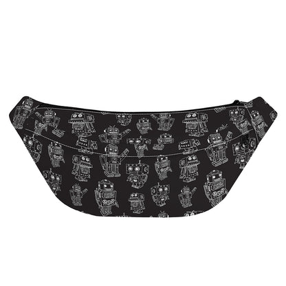 Black And White Robot Pattern Print Fanny Pack