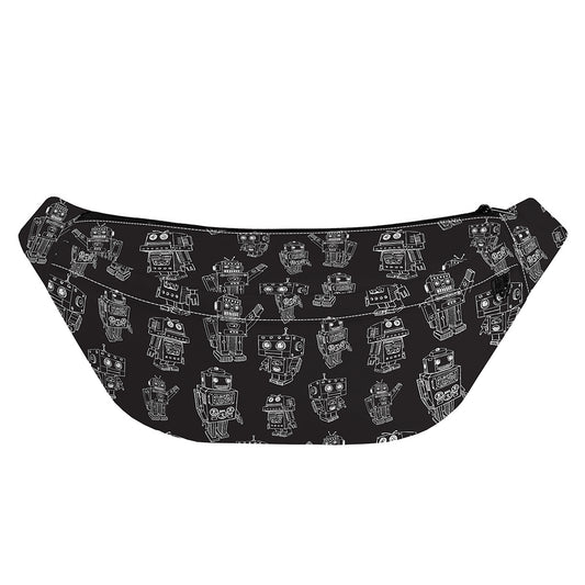 Black And White Robot Pattern Print Fanny Pack