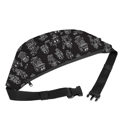 Black And White Robot Pattern Print Fanny Pack