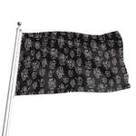 Black And White Robot Pattern Print Flag