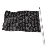Black And White Robot Pattern Print Flag