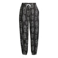 Black And White Robot Pattern Print Fleece Lined Knit Pants
