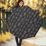 Black And White Robot Pattern Print Foldable Umbrella