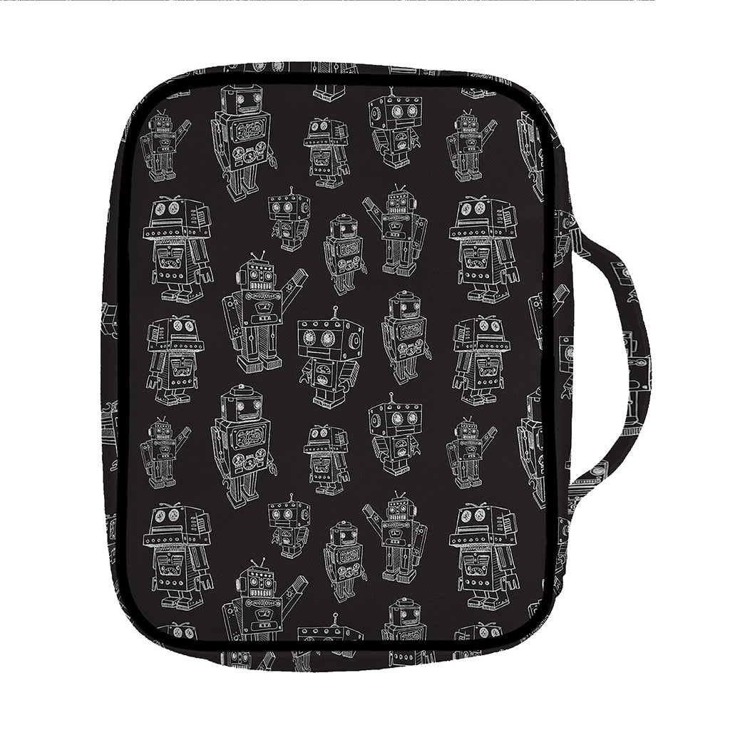 Black And White Robot Pattern Print Front Pocket Bible Bag