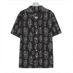 Black And White Robot Pattern Print Hawaiian Shirt