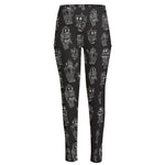 Black And White Robot Pattern Print High-Waisted Pocket Leggings