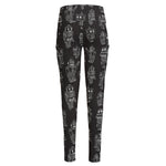 Black And White Robot Pattern Print High-Waisted Pocket Leggings