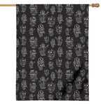 Black And White Robot Pattern Print House Flag