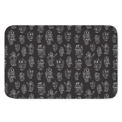 Black And White Robot Pattern Print Indoor Door Mat