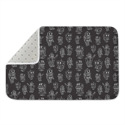 Black And White Robot Pattern Print Indoor Door Mat