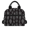 Black And White Robot Pattern Print Insulated Lunch Bag