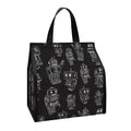 Black And White Robot Pattern Print Insulated Lunch Tote