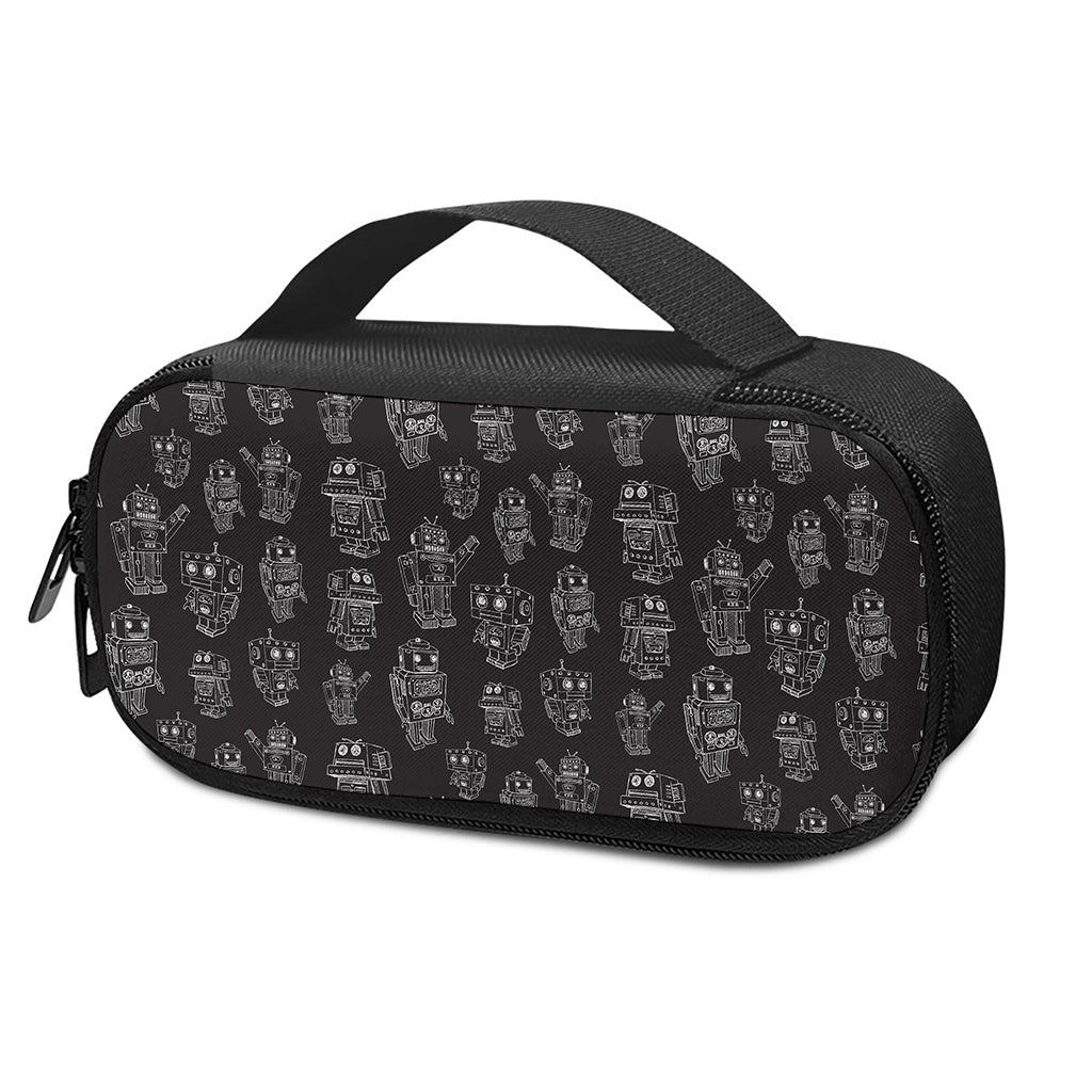 Black And White Robot Pattern Print Insulin Cooler Travel Case