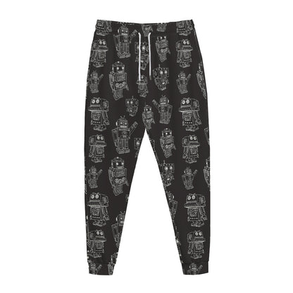 Black And White Robot Pattern Print Jogger Pants