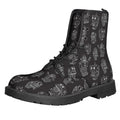 Black And White Robot Pattern Print Lace-Up Boots