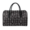 Black And White Robot Pattern Print Leather Duffel Bag