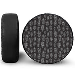 Black And White Robot Pattern Print Leather Spare Tire Cover