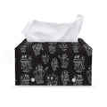 Black And White Robot Pattern Print Leather Tissue Box Cover